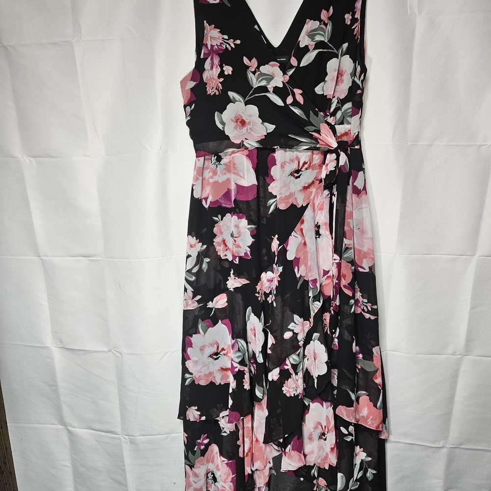 INC International Concepts Black Maxi Dress with Pink Floral Print